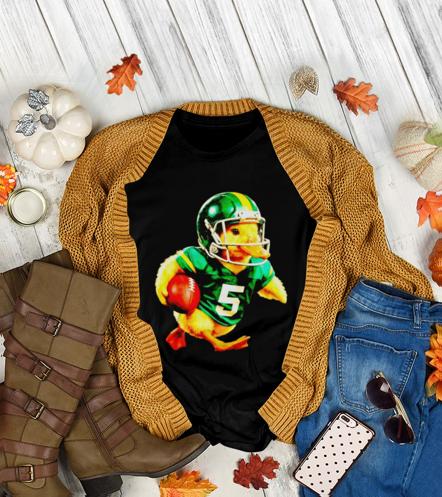 Oregon Ducks Football Duck Wearing Helmet And Jersey Number 5 T-Shirt