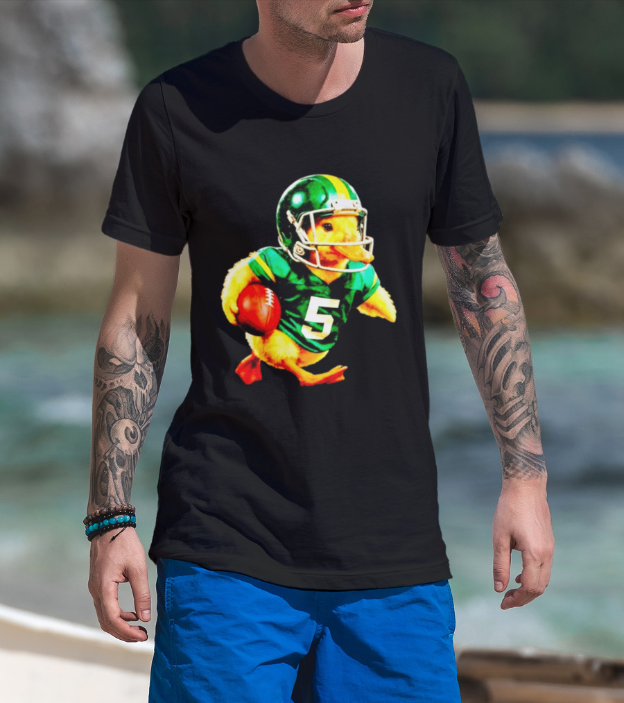 Oregon Ducks Football Duck Wearing Helmet And Jersey Number 5 T-Shirt