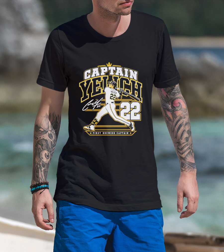 Captain Yelich 22 First Brewers Captain Milwaukee Brewers T-Shirt