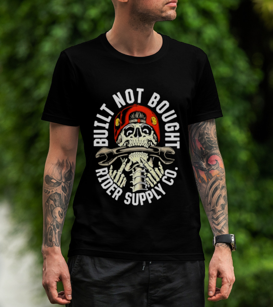 Rider Supply Co Skull Built Not Bought Wrench T-Shirt