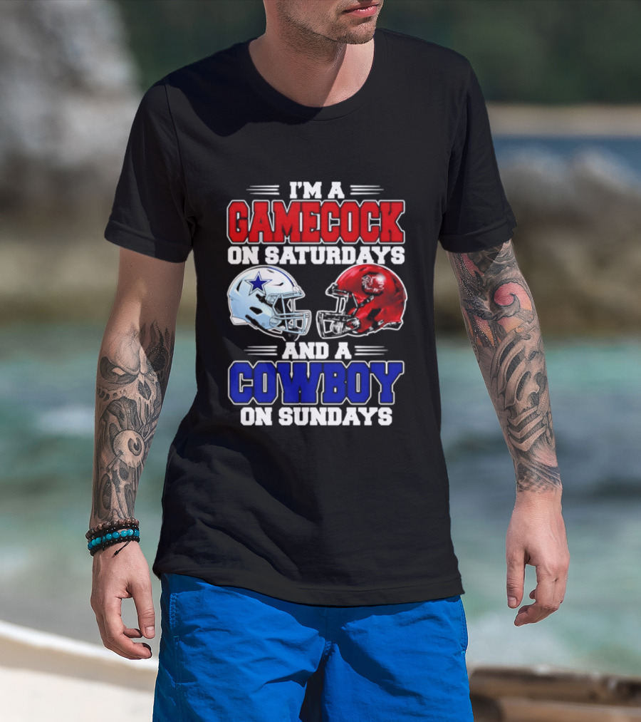 I'm A Gamecock On Saturdays And A Cowboy On Sundays Helmet Rivalry 2026 T-Shirt