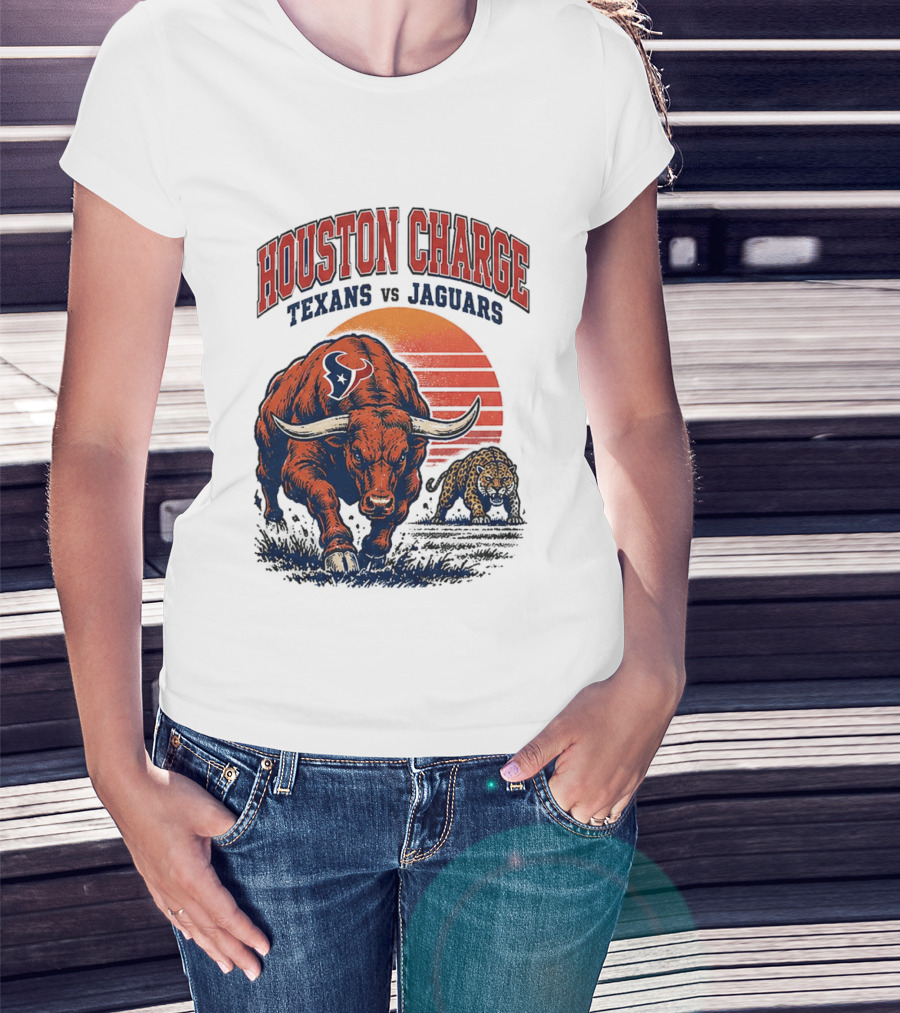 Houston Charge 2026 Texans Vs Jaguars Sunset Showdown T-Shirt