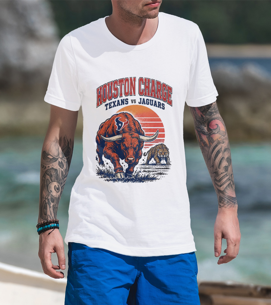 Houston Charge 2026 Texans Vs Jaguars Sunset Showdown T-Shirt