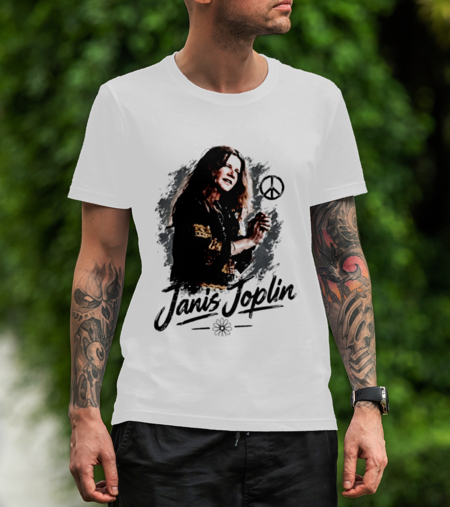 Janis Joplin Peace Sign Flower Rock Legend T-Shirt