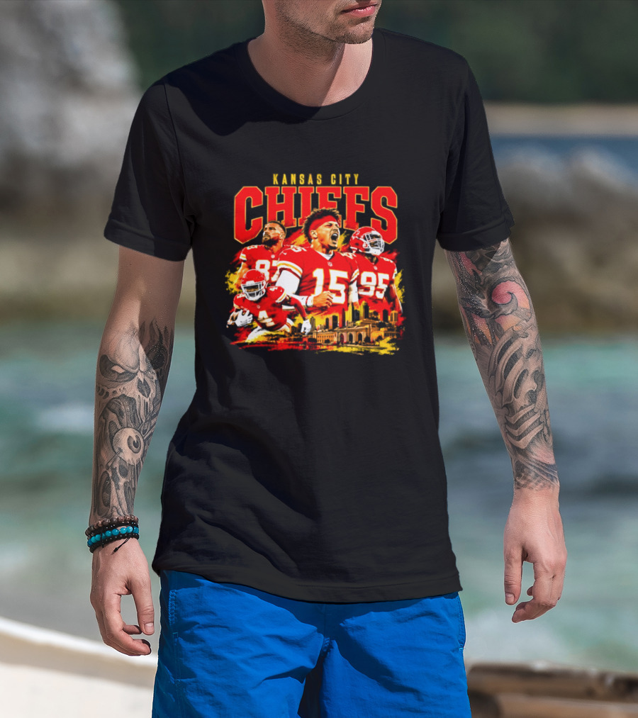 Kansas City Chiefs Players And City Skyline 2026 T-Shirt
