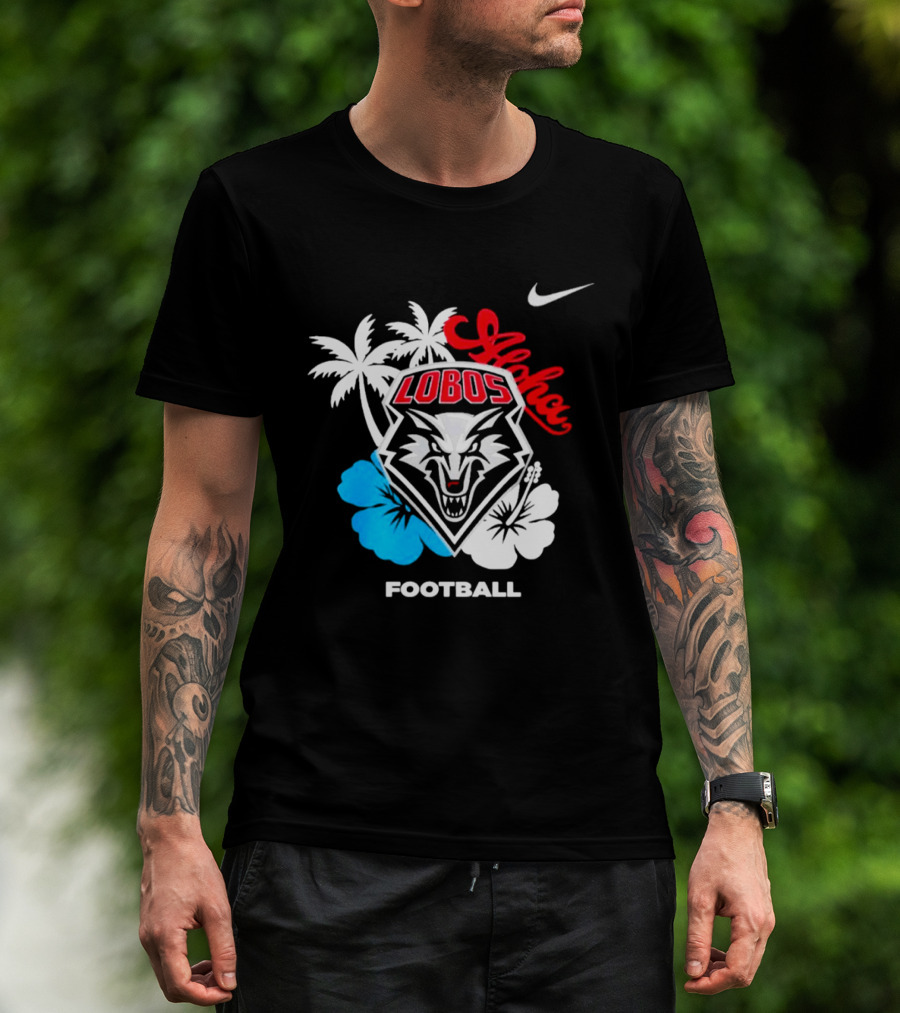 New Mexico Lobos Football Aloha 2026 Nike Tropical Palm Hibiscus T-Shirt