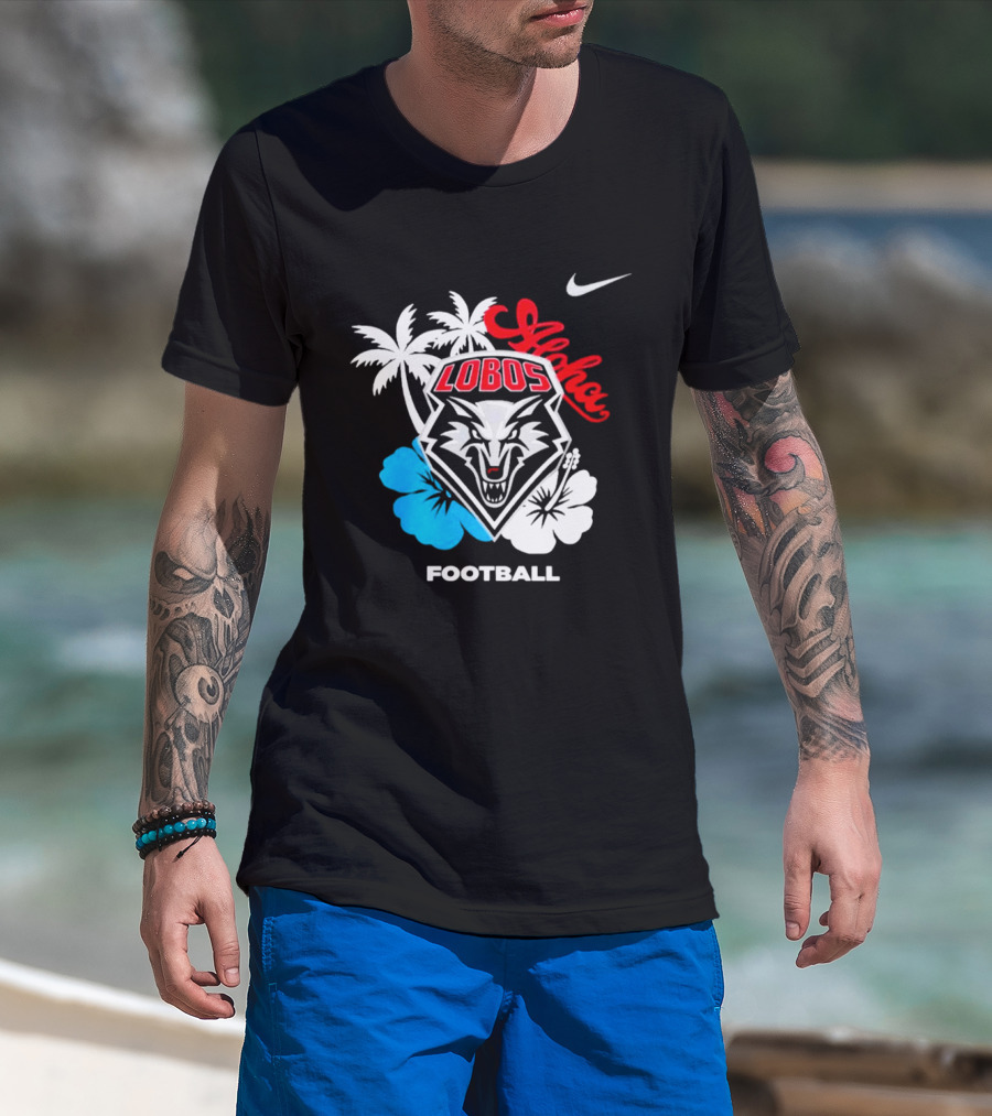 New Mexico Lobos Football Aloha 2026 Nike Tropical Palm Hibiscus T-Shirt