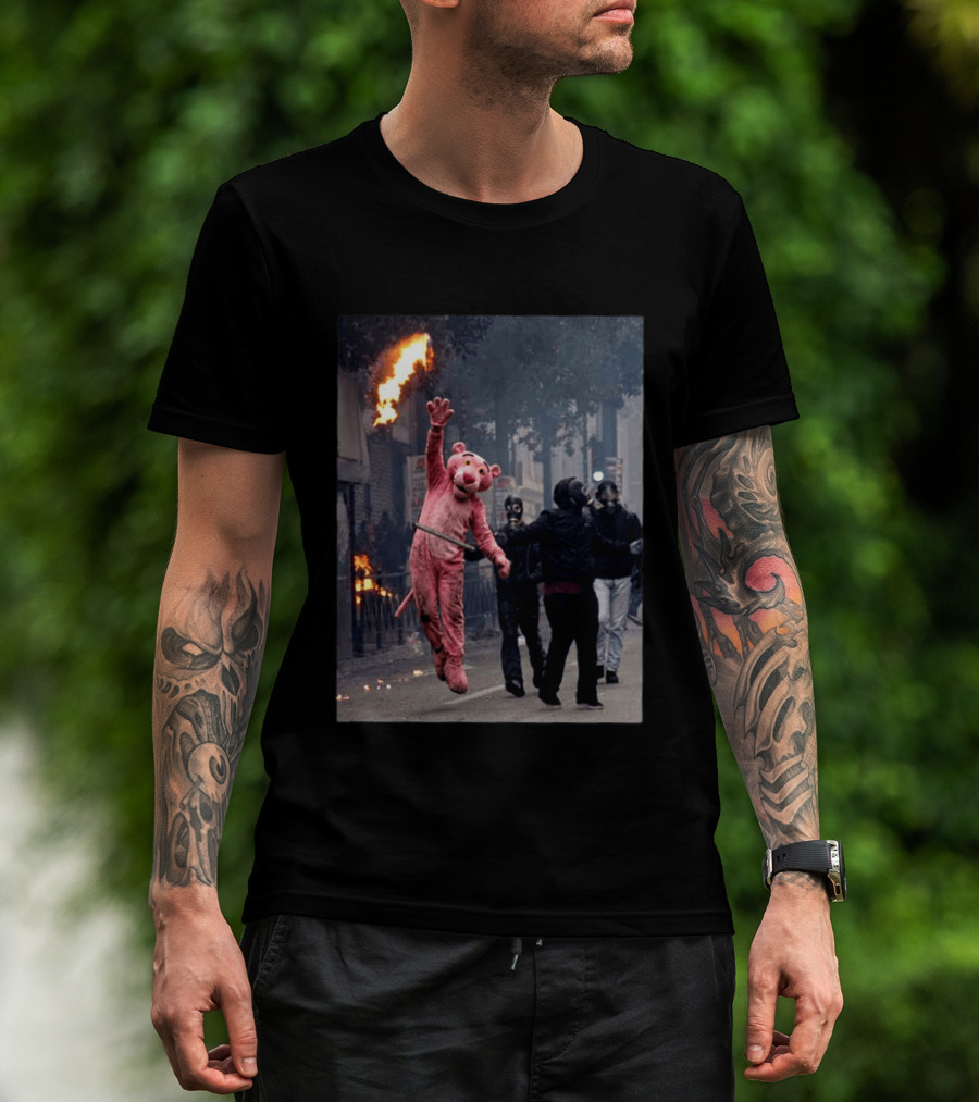 Pink Panther 2026 France Jump Amidst Protest Scene T-Shirt
