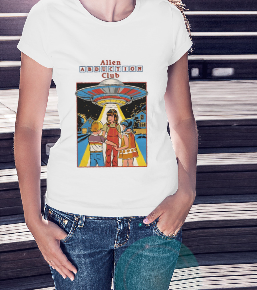 Alien Abduction Club UFO Extraterrestrial Beam On Children Scene T-Shirt