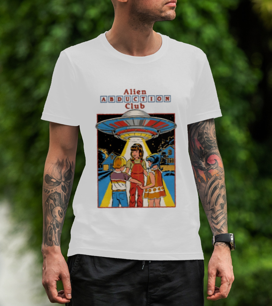 Alien Abduction Club UFO Extraterrestrial Beam On Children Scene T-Shirt