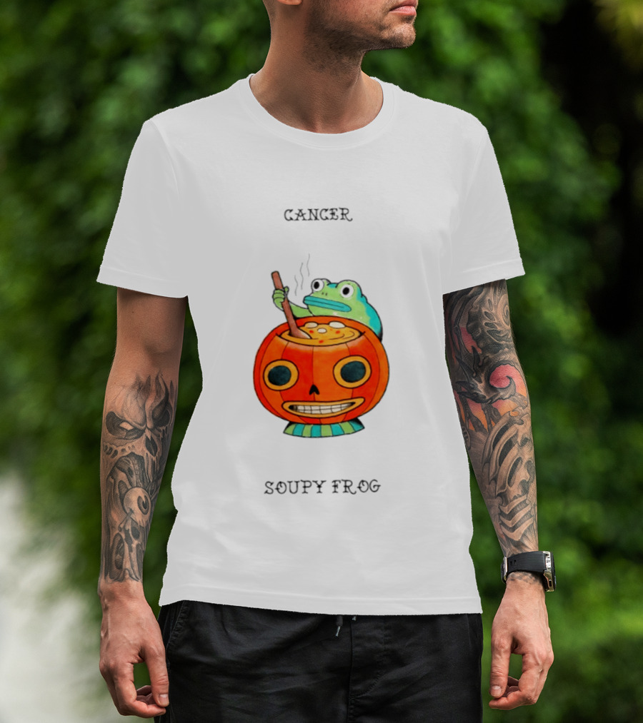Halloween Cancer Zodiac Soupy Frog Pumpkin T-Shirt