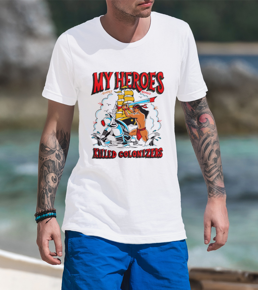 My Heroes Killed Colonizers Ship Sword Battle T-Shirt