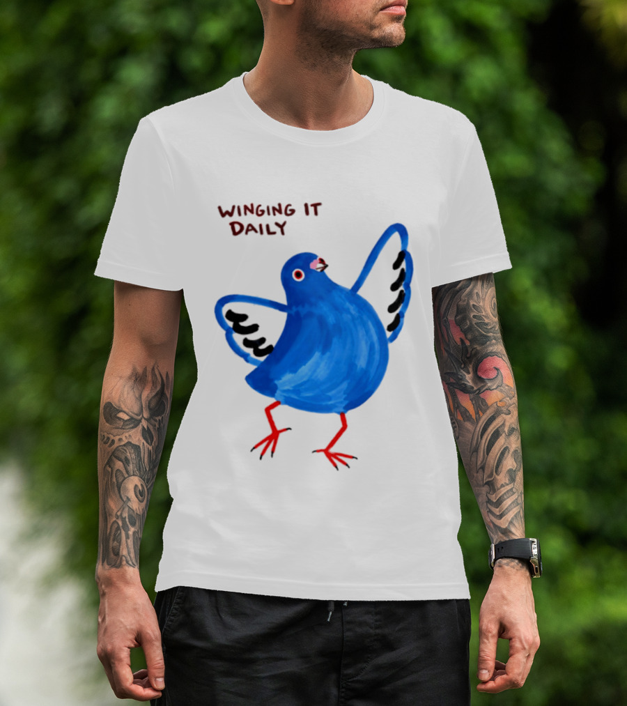 Winging It Daily Pigeon Cartoon Bird T-Shirt