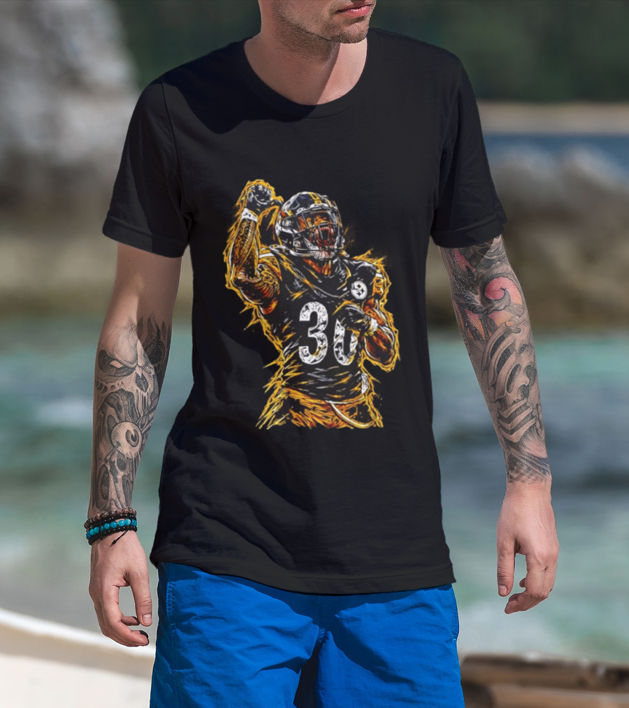 Pittsburgh Steelers Jaylen Warren 30 Scream NFL Football Player T-Shirt