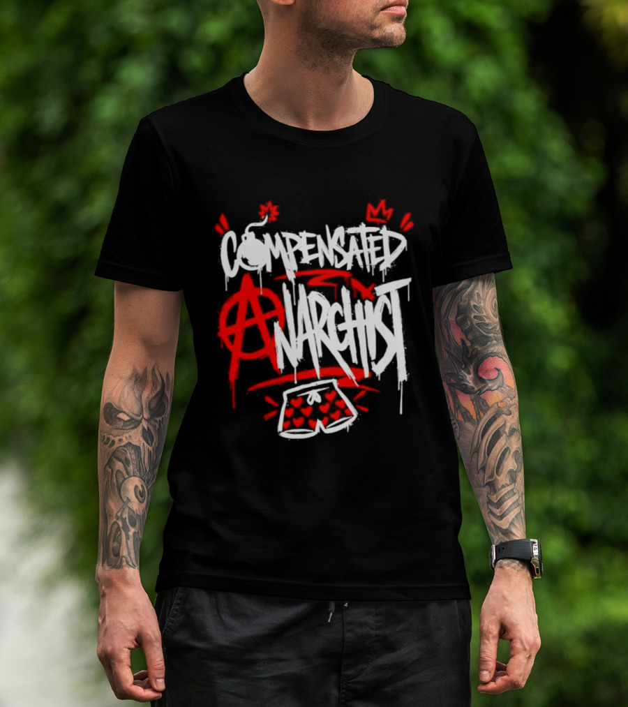 Compensated Anarchist With Bomb And Heart Shorts Graffiti Style Anarchism T-Shirt