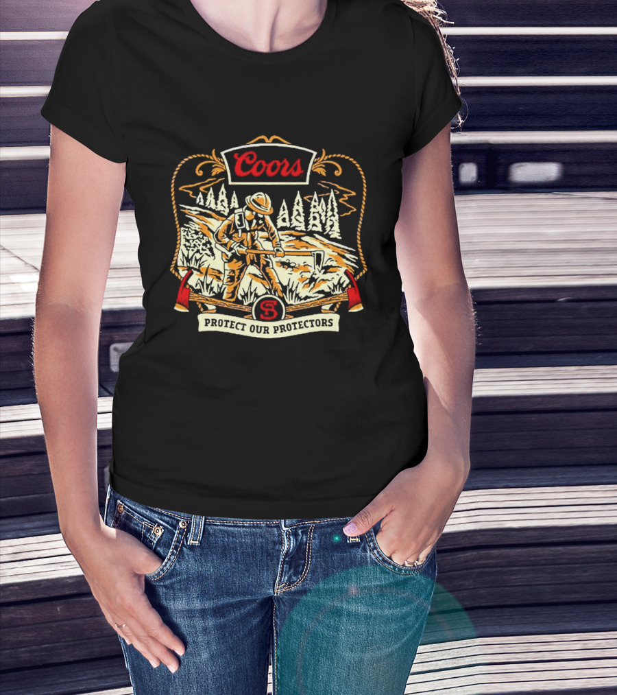 Coors Protect Our Protectors Wildland Firefighter Forest Scene T-Shirt