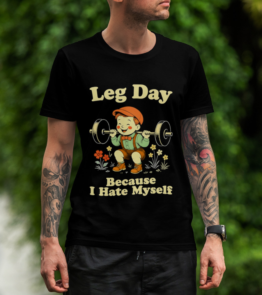 Leg Day Because I Hate Myself Cute Vintage Gym Humor T-Shirt