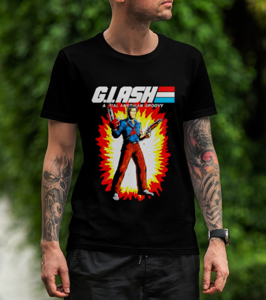G.I. Ash A Real American Groovy Evil Dead Character Explosion T-Shirt