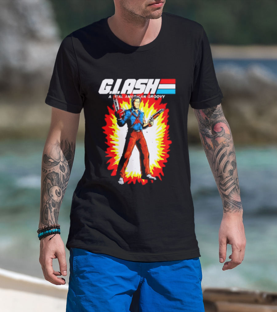 G.I. Ash A Real American Groovy Evil Dead Character Explosion T-Shirt