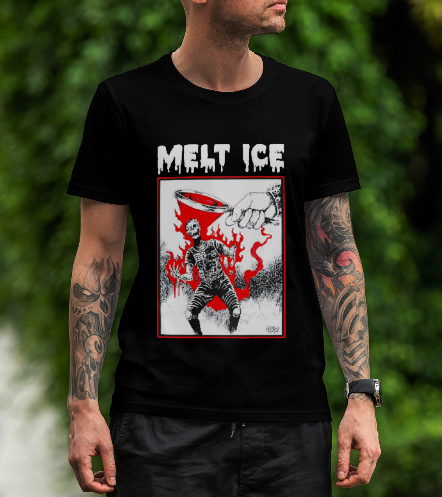 Melt ICE Anti Enforcement Art Black Melting Officer T-Shirt