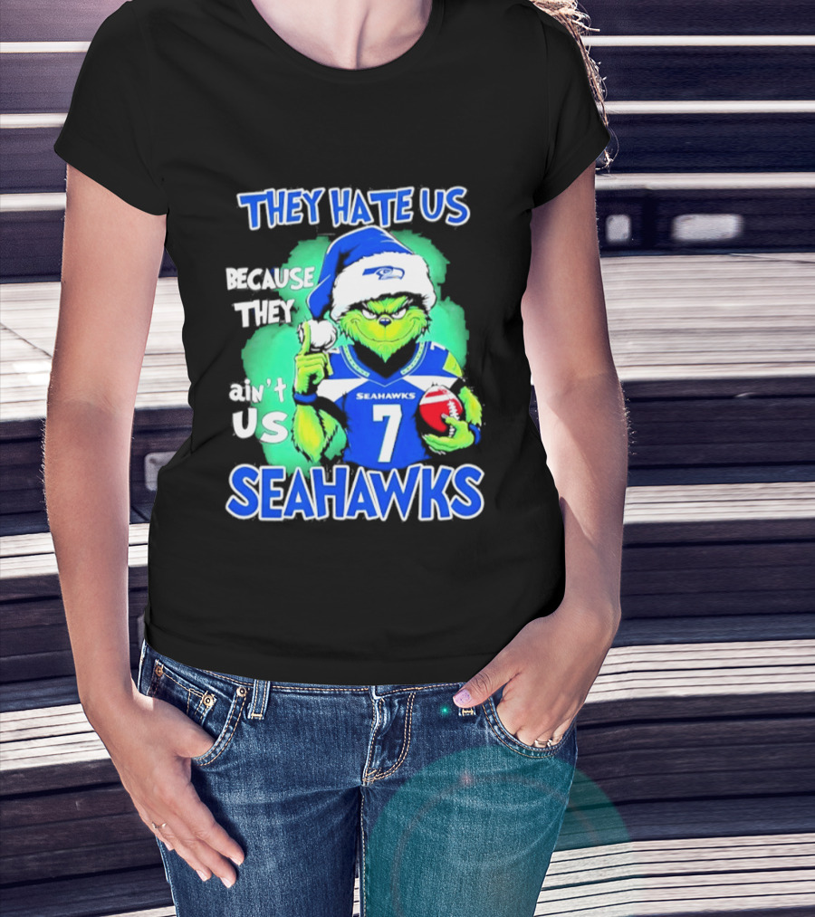 Grinch Seahawks 2026 Christmas They Hate Us Because They Ain't Us T-Shirt