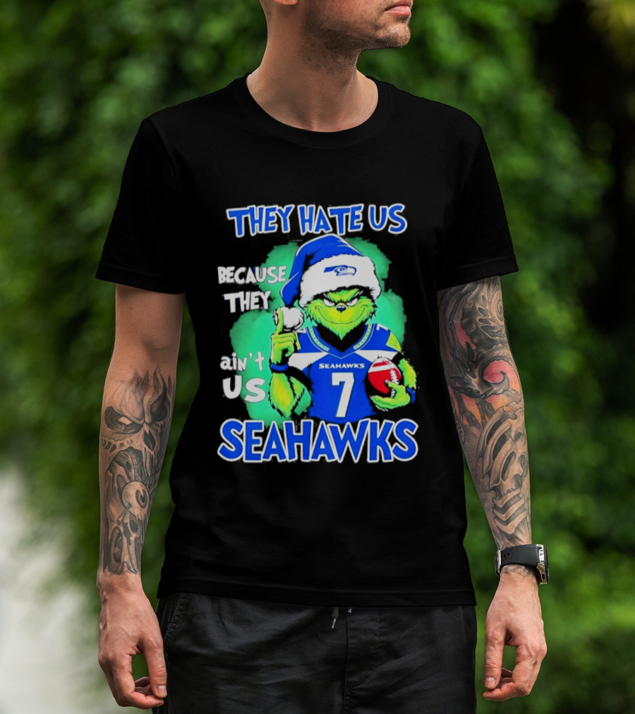 Grinch Seahawks 2026 Christmas They Hate Us Because They Ain't Us T-Shirt