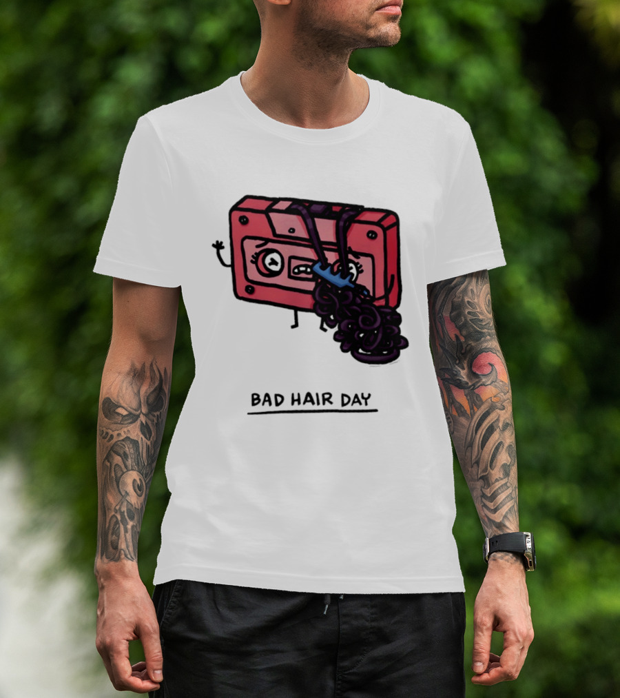 Bad Hair Day Cassette Tape Music Humor Retro 90s T-Shirt