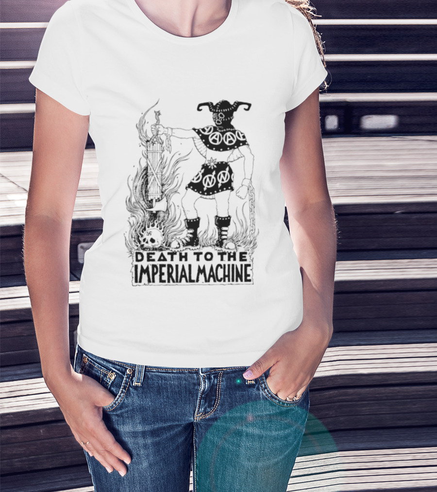 Death To The Imperial Machine Anarchist Skeleton And Flames T-Shirt