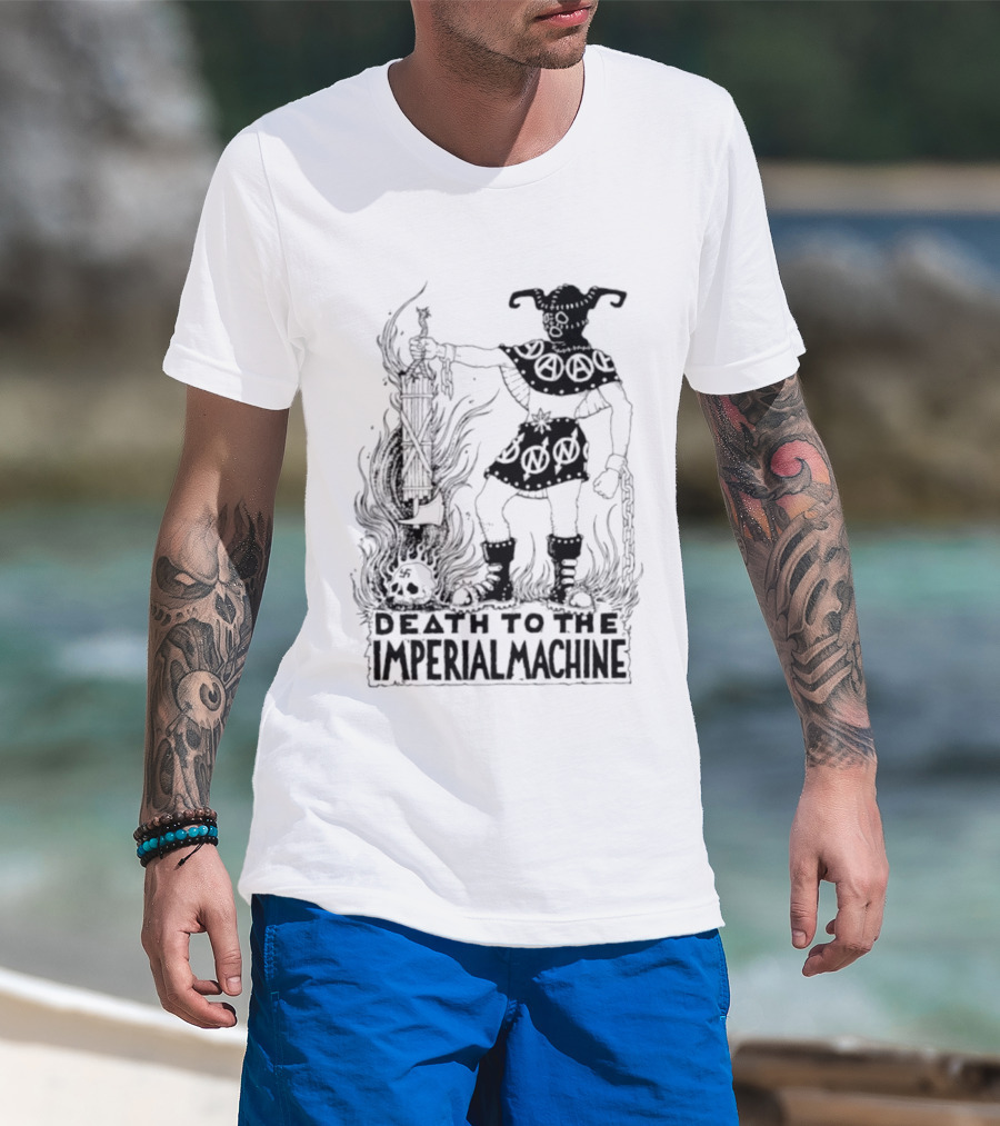 Death To The Imperial Machine Anarchist Skeleton And Flames T-Shirt
