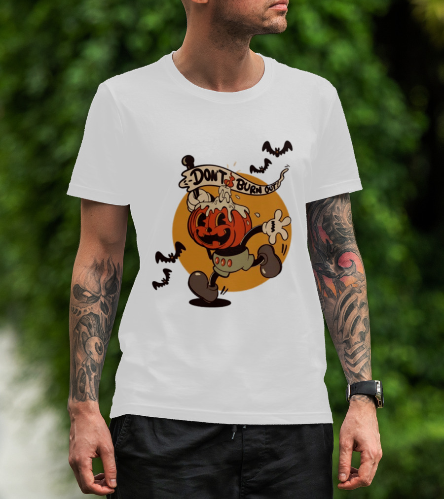 Don't Burn Out Pumpkin Candle Cartoon Halloween 2026 T-Shirt