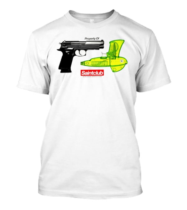 Pistol Property Saintclub Worldwide Service 2026 Black And Green Water Guns T-Shirt