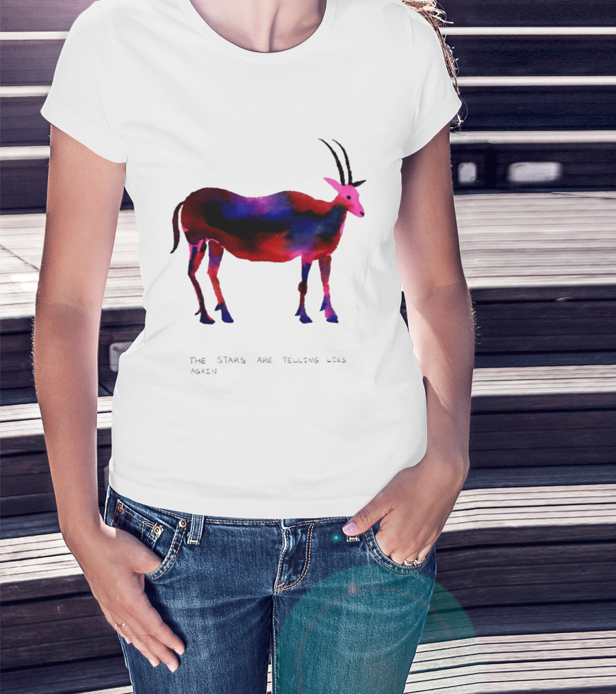 The Stars Are Telling Lies Again Astrology Watercolor Goat T-Shirt
