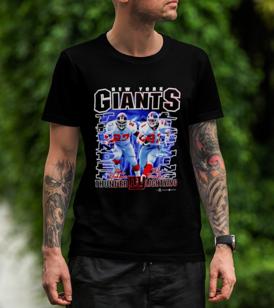 New York Giants Ron Dayne Tiki Barber Thunder Lightning T-Shirt