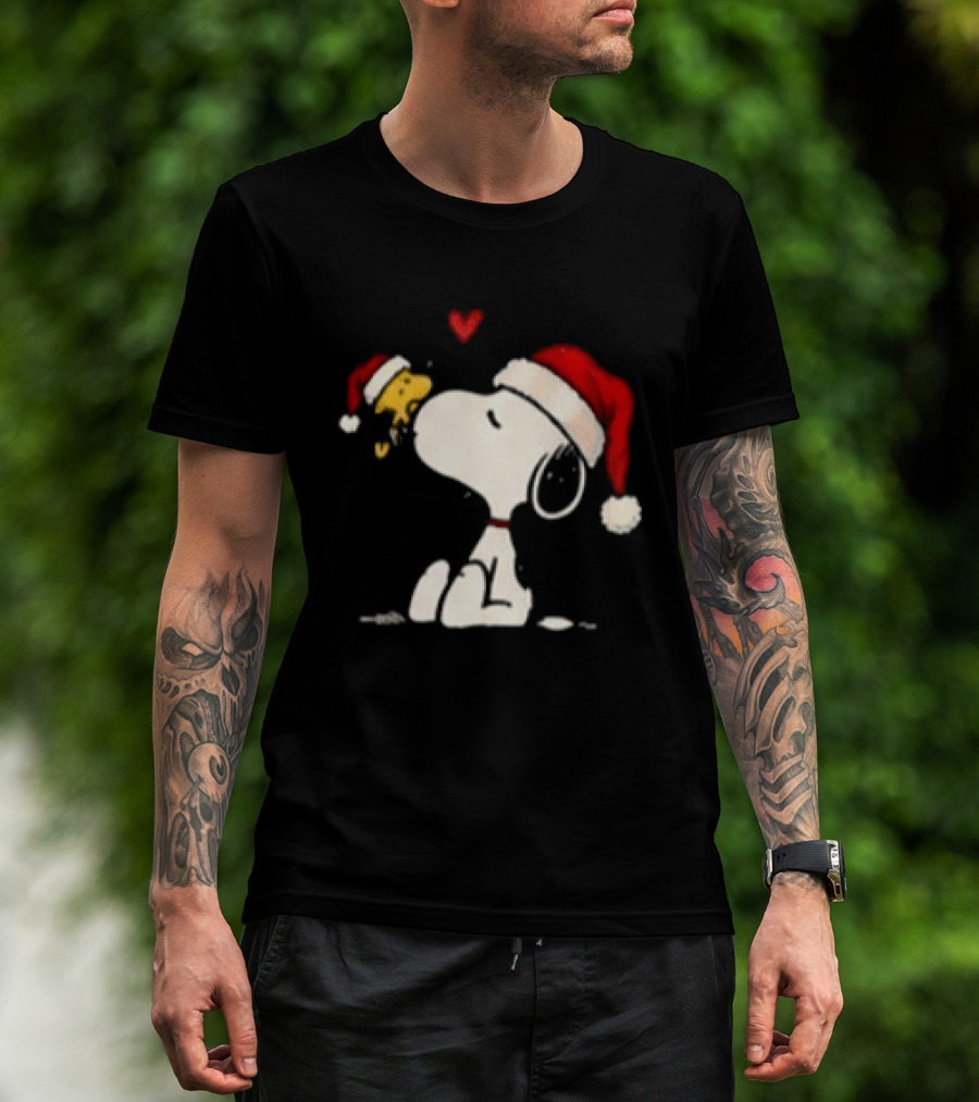 Snoopy Santa Hat Most Likely To Get Caught Kissing For Snoopy Lovers T-Shirt