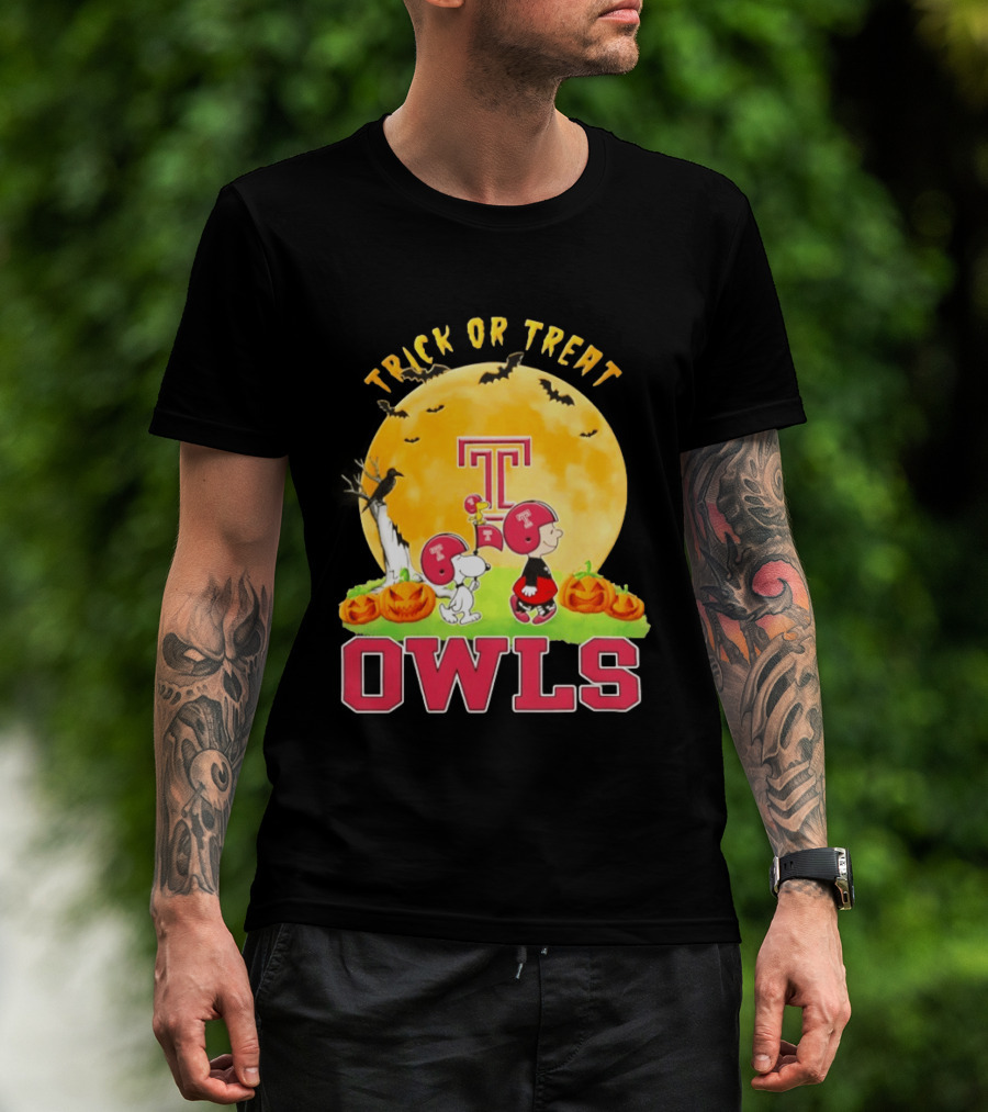 Temple Owls Peanuts Trick Or Treat Abbey Road Halloween T-Shirt