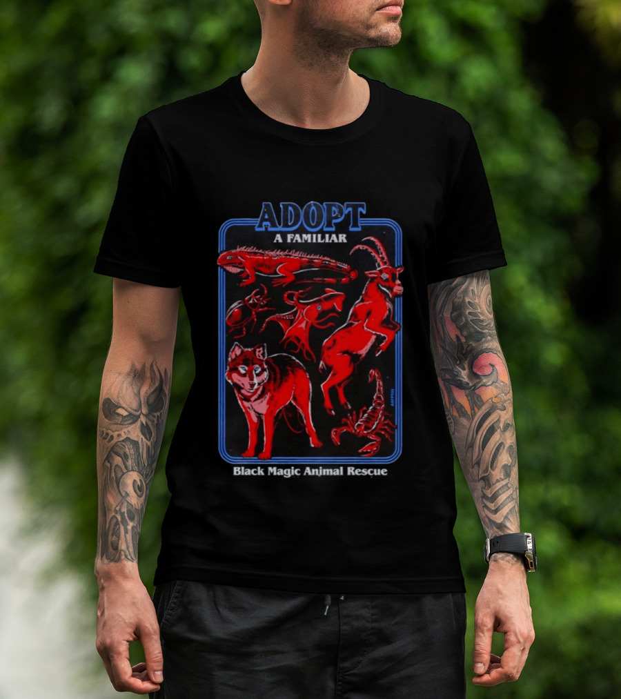 Adopt A Familiar Wolf Black Magic Animal Rescue T-Shirt