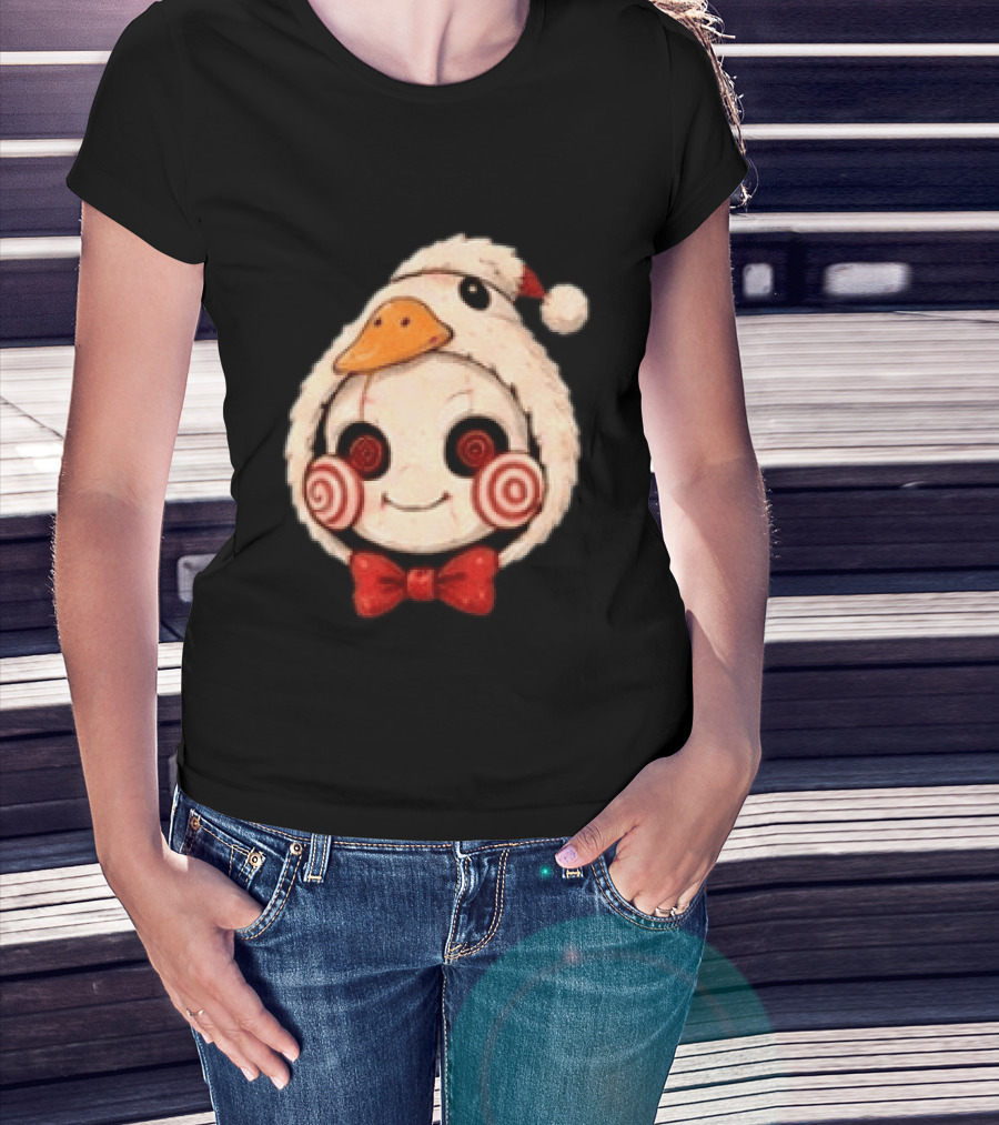 Jigsaw I Want To Play A Game With Cookies Christmas Santa Chicken Costume T-Shirt