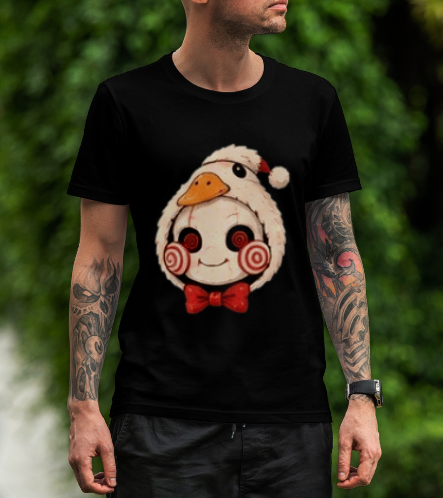 Jigsaw I Want To Play A Game With Cookies Christmas Santa Chicken Costume T-Shirt