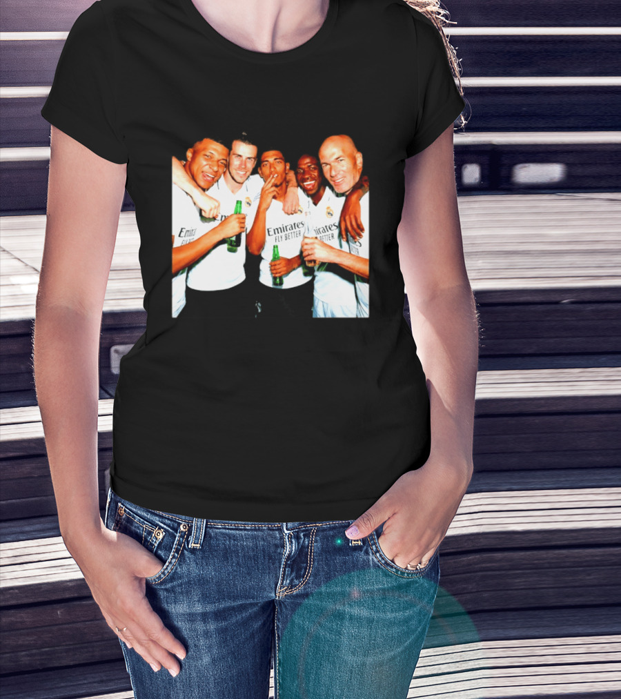Real Madrid FC Mbappé Bale Bellingham Vinícius Zidane Middle Finger Beer Smoking T-Shirt