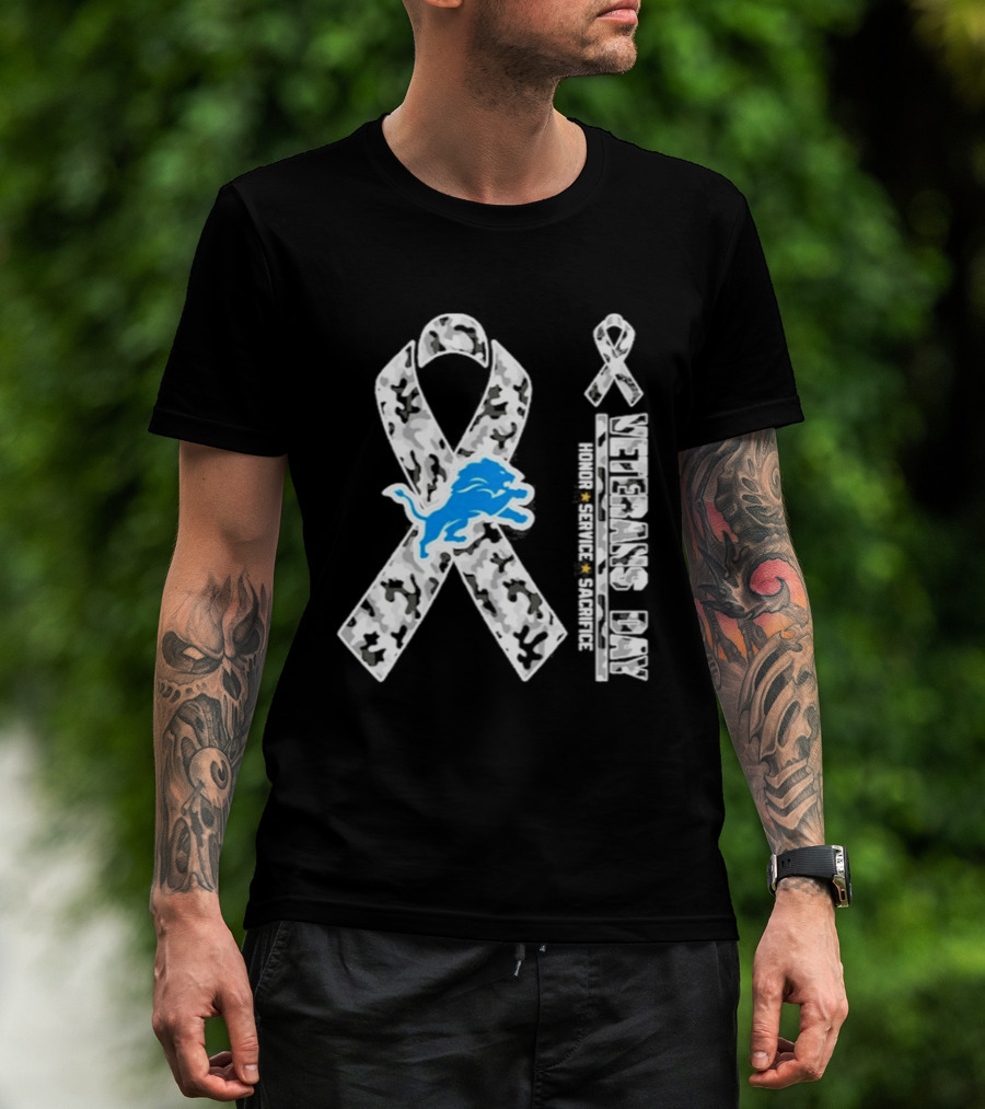 Detroit Lions Veterans Day Honor Service Sacrifice 2026 T-Shirt