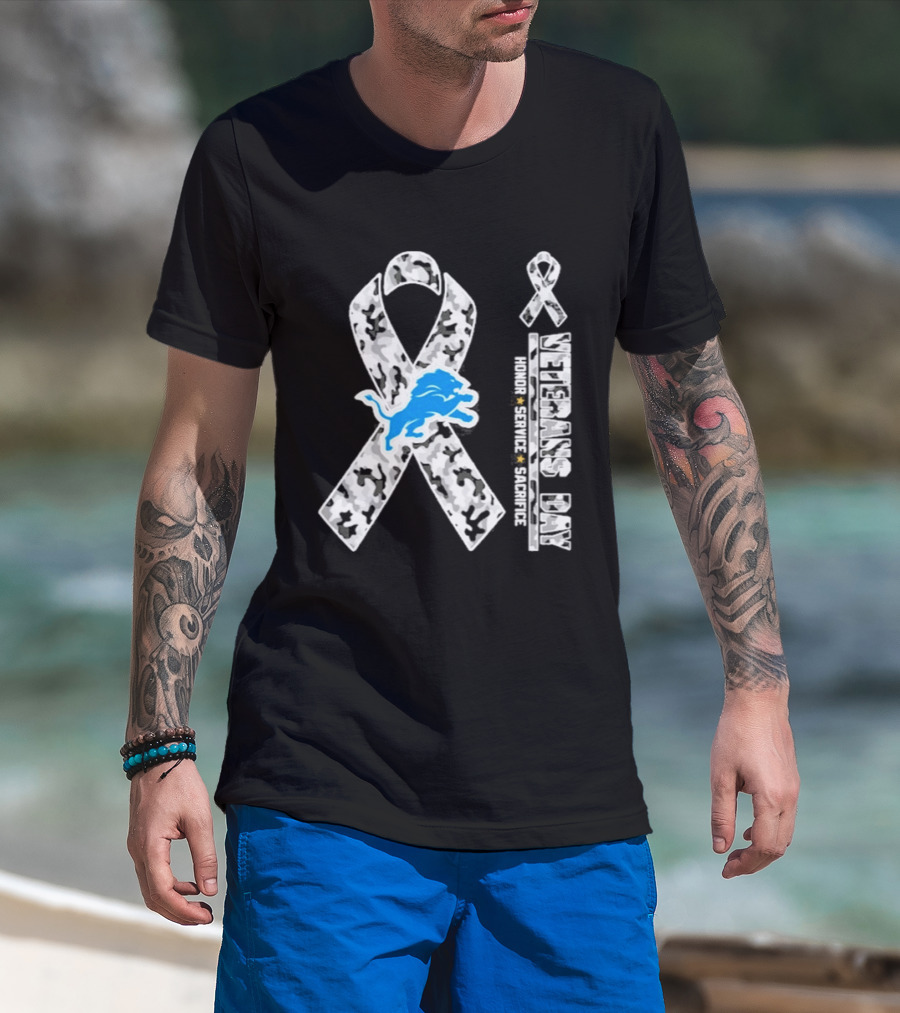 Detroit Lions Veterans Day Honor Service Sacrifice 2026 T-Shirt