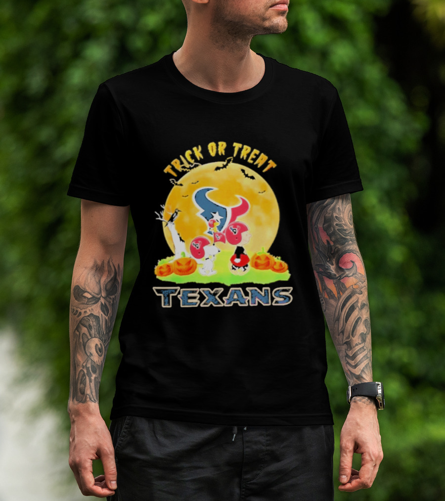 Trick Or Treat Houston Texans Peanuts Halloween Abbey Road 2026 T-Shirt