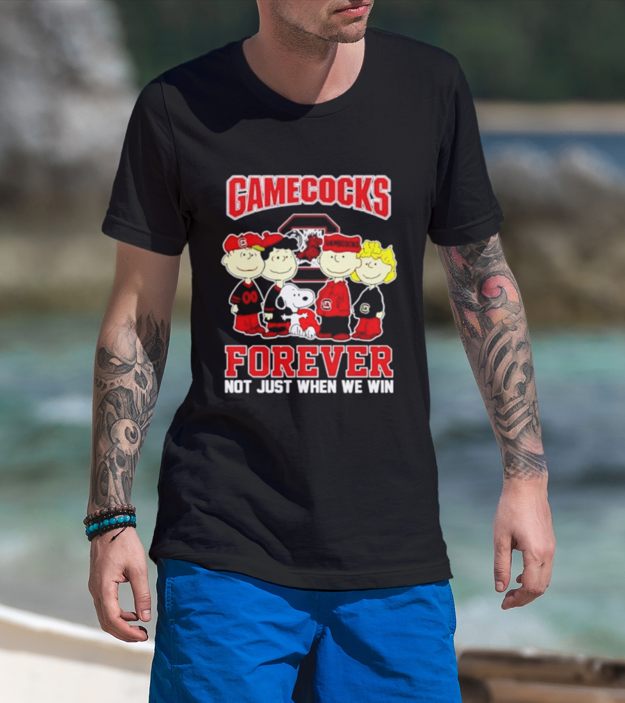 Peanuts And South Carolina Gamecocks Forever Not Just When We Win 2026 Football T-Shirt