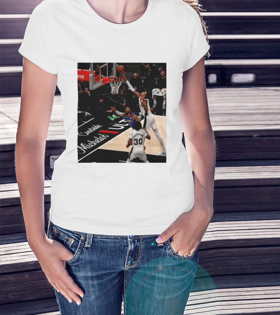 Victor Wembanyama San Antonio Spurs Block Shot Action Thunder Game T-Shirt