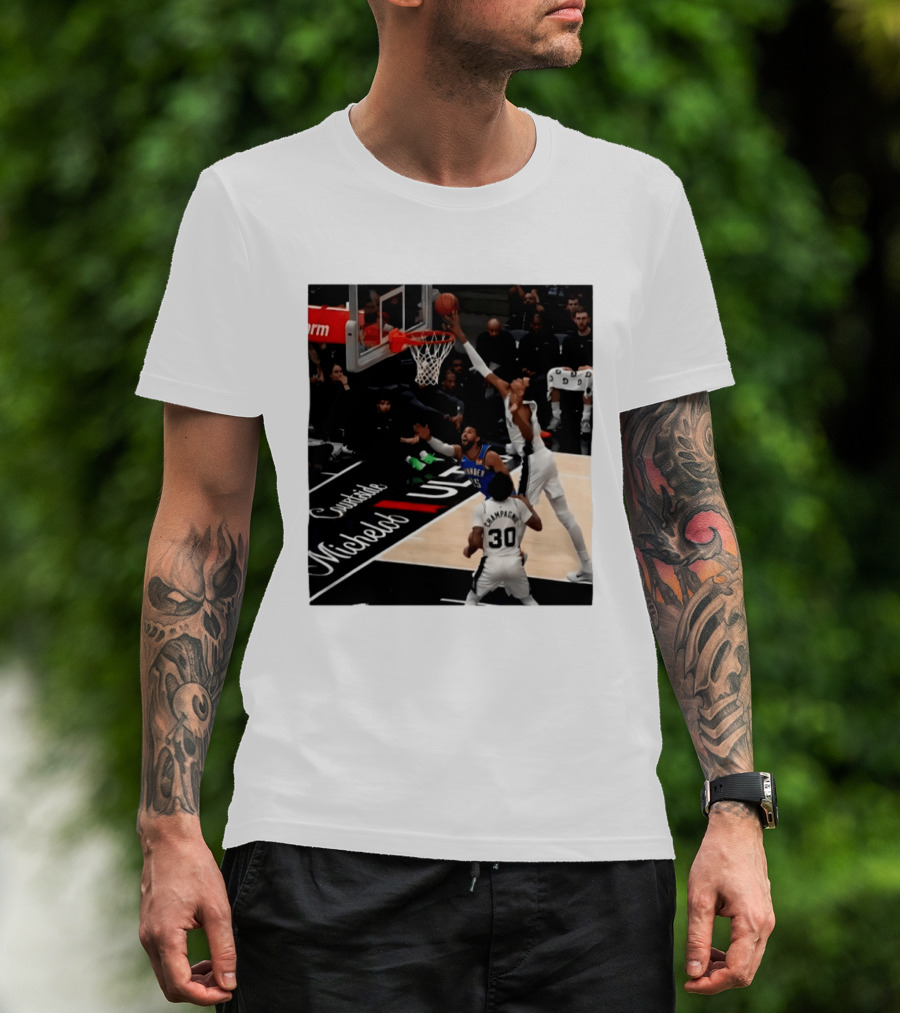 Victor Wembanyama San Antonio Spurs Block Shot Action Thunder Game T-Shirt