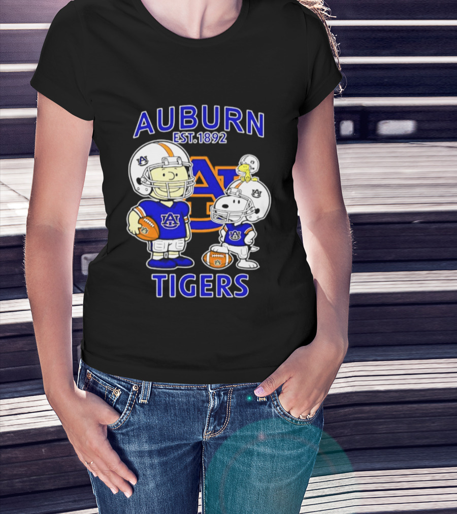 Auburn Tigers 1892 Football Snoopy Charlie Brown Woodstock T-Shirt