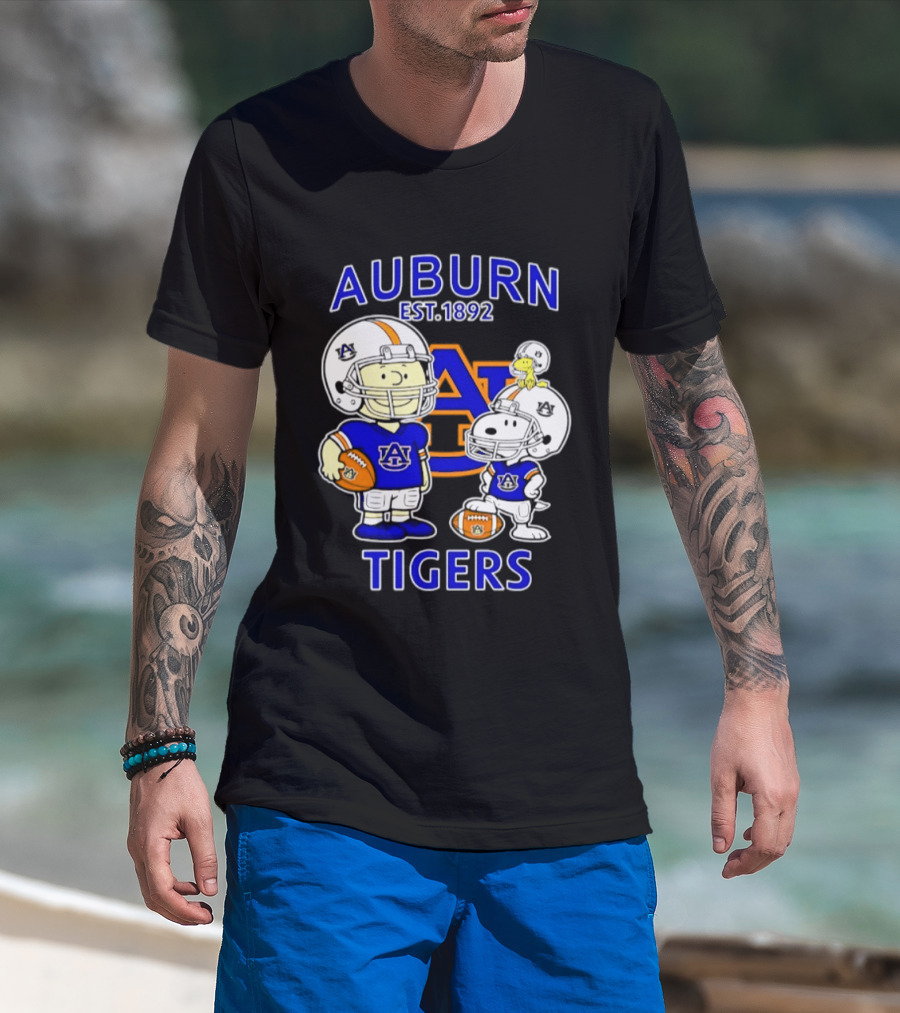 Auburn Tigers 1892 Football Snoopy Charlie Brown Woodstock T-Shirt