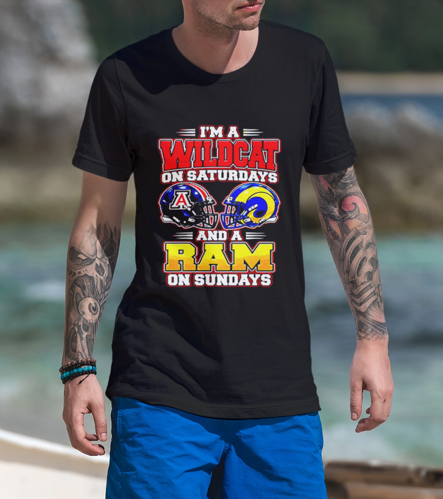 I'm A Wildcat On Saturdays And A Ram On Sundays Arizona Los Angeles Football Fans T-Shirt