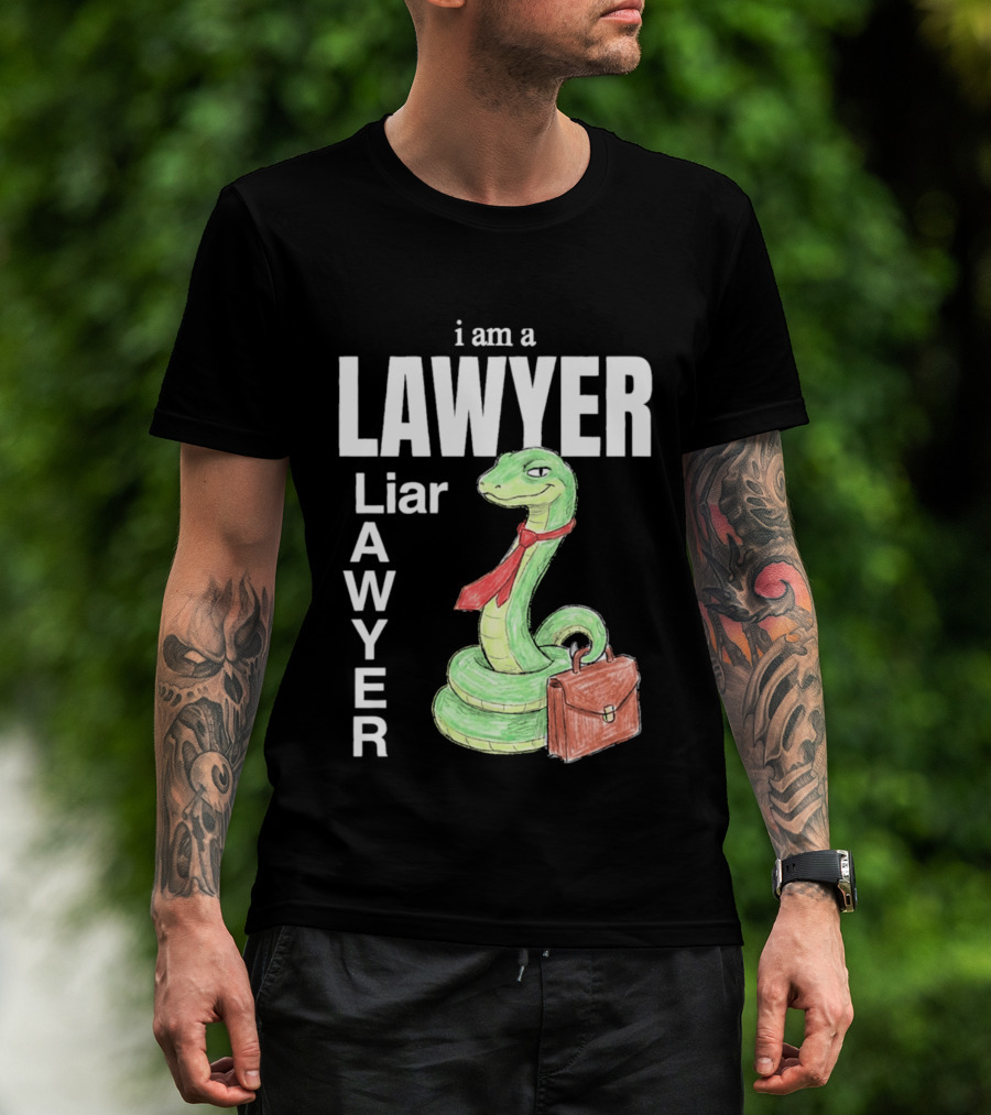 I Am A Lawyer Liar Awyer Snake Briefcase Legal Humor T-Shirt