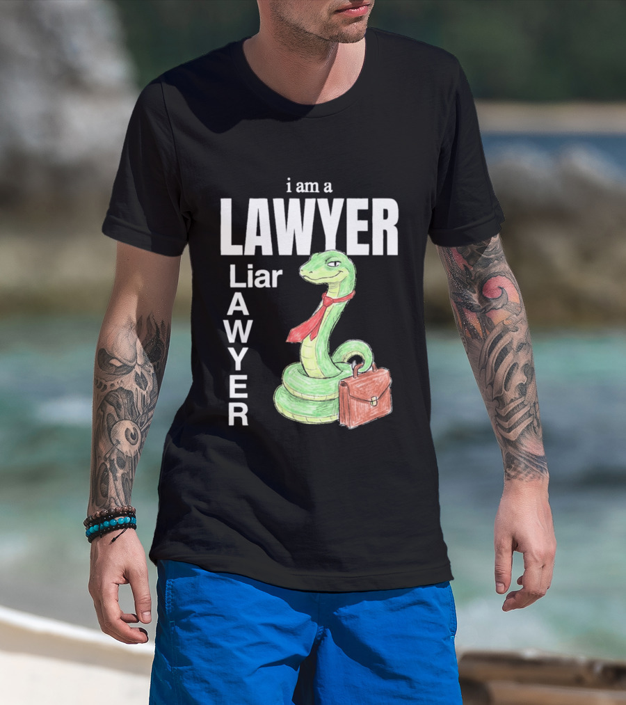 I Am A Lawyer Liar Awyer Snake Briefcase Legal Humor T-Shirt